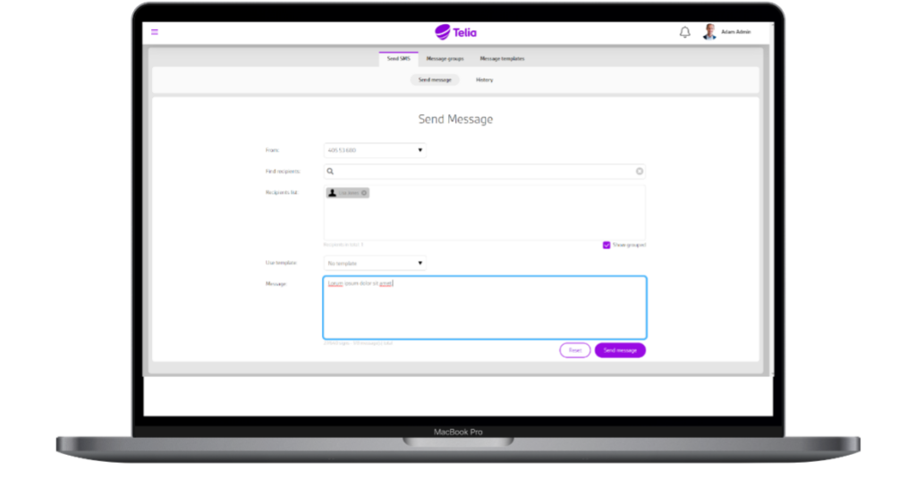 Message Connects Streamline communication with the message module - Telia Smart Connect